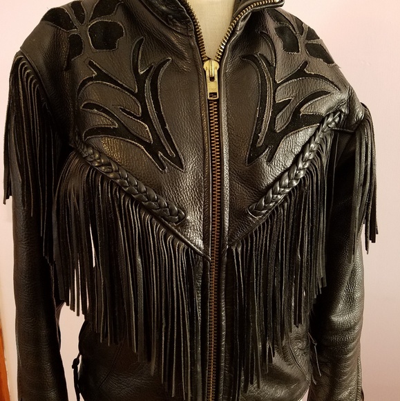 Leather Fringe HOT LEATHERS biker jacket M - Picture 5 of 7
